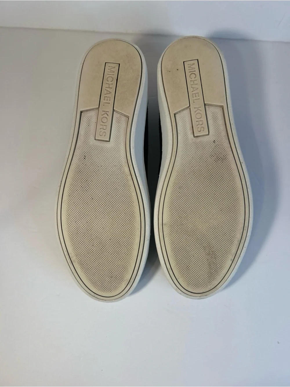 Michael Kors Black Knit Slip-On Sneakers with White Soles